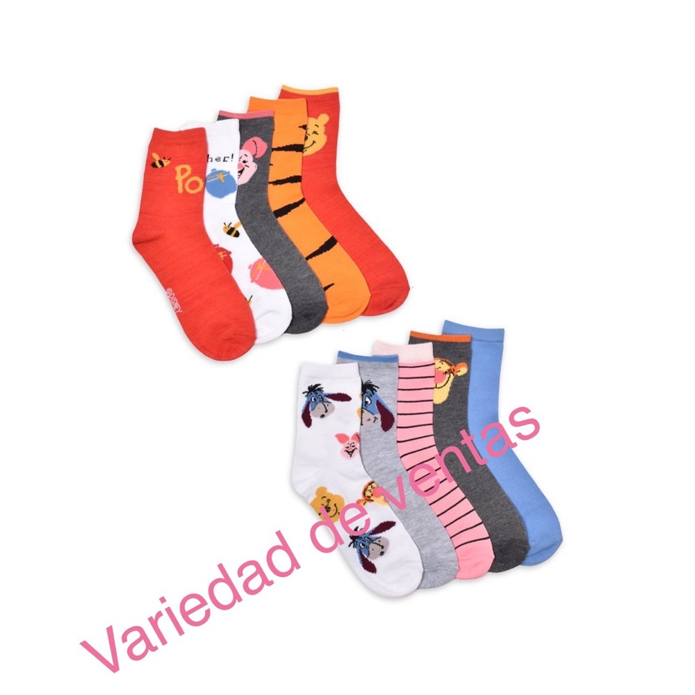 Disney Winnie the Pooh Women's Graphic Crew Socks, 10-Pack, Sizes 4-10 - Picture 4 of 5